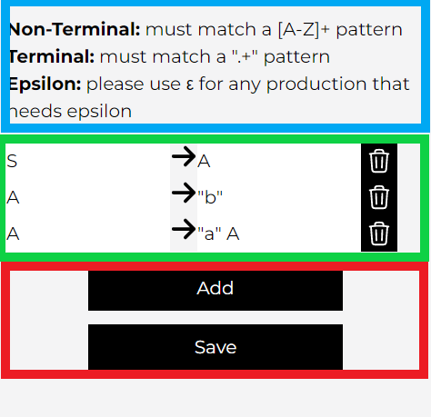 Grammar Input Side Panel Elements